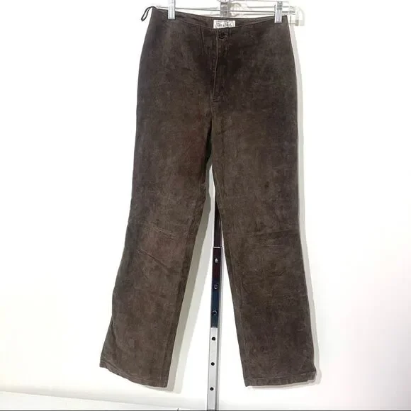 Live A Little brown suede pants jeans EUC size 4 leather - Picture 6 of 13